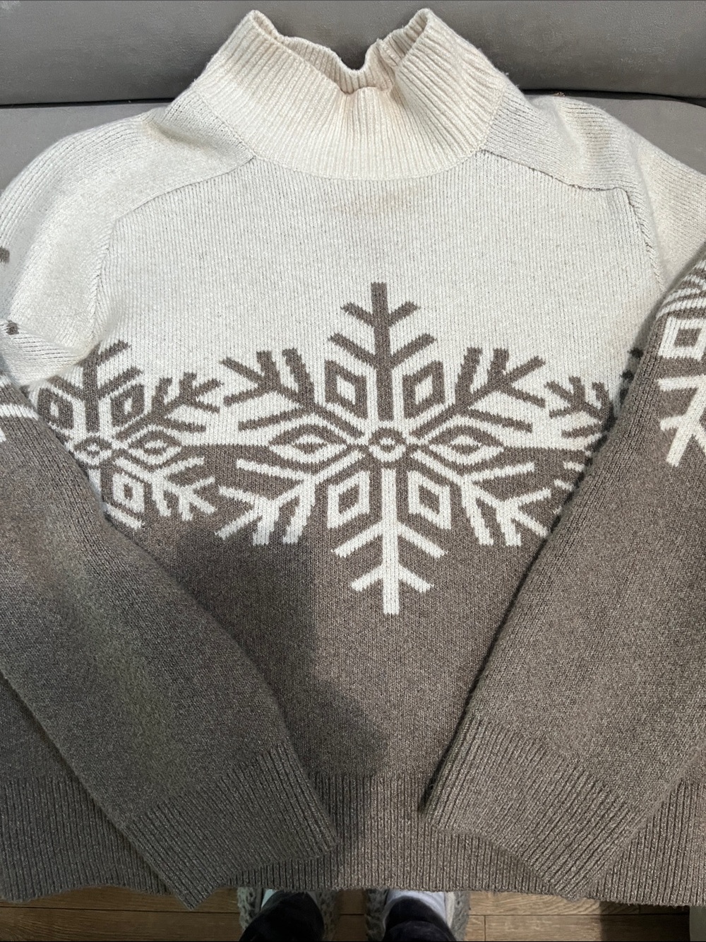 LOFT Cream Ribbed Turtleneck Sweater